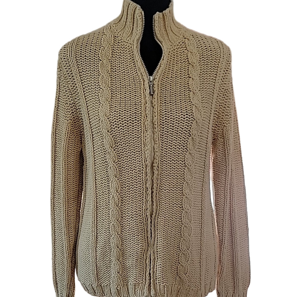 Chico's Yellow Front Zip Mock Turtleneck Sweater Jacket Size Medium (Chico's 1)